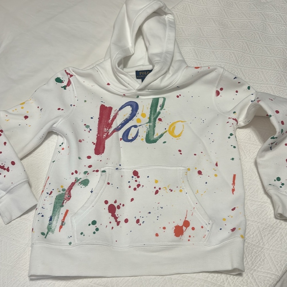 POLO RALPH LAUREN KIDS PAINT SPLATTERED HOODIE SIZE 7 - Picture 5 of 8